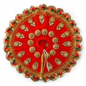 Laddu Gopal Poshak with Pagdi Heavy Pearl Border (Orange)