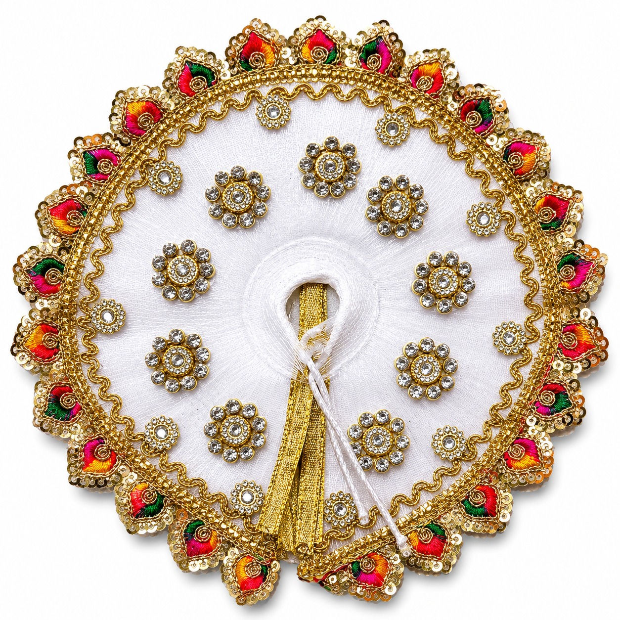 White Laddu Gopal Poshak with Kundan Stone